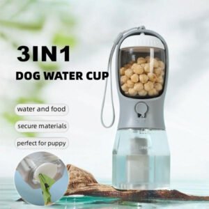 Gourde de voyage nomade 3-en 1- Eau .Croquettes & Sacs Propreté pour chien et chats