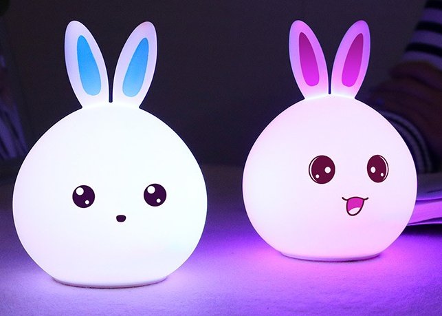 Cute Night Light Animal Rabbit Night lamps Touch Sensor Silicone LED Colorful Lights – Image 6
