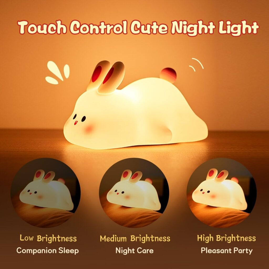 veilleuse  LED lapin mignon-lampe tactile en silicone rechargeable