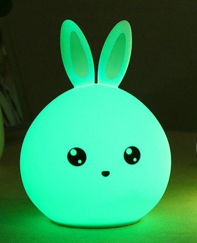 Cute Night Light Animal Rabbit Night lamps Touch Sensor Silicone LED Colorful Lights – Image 2