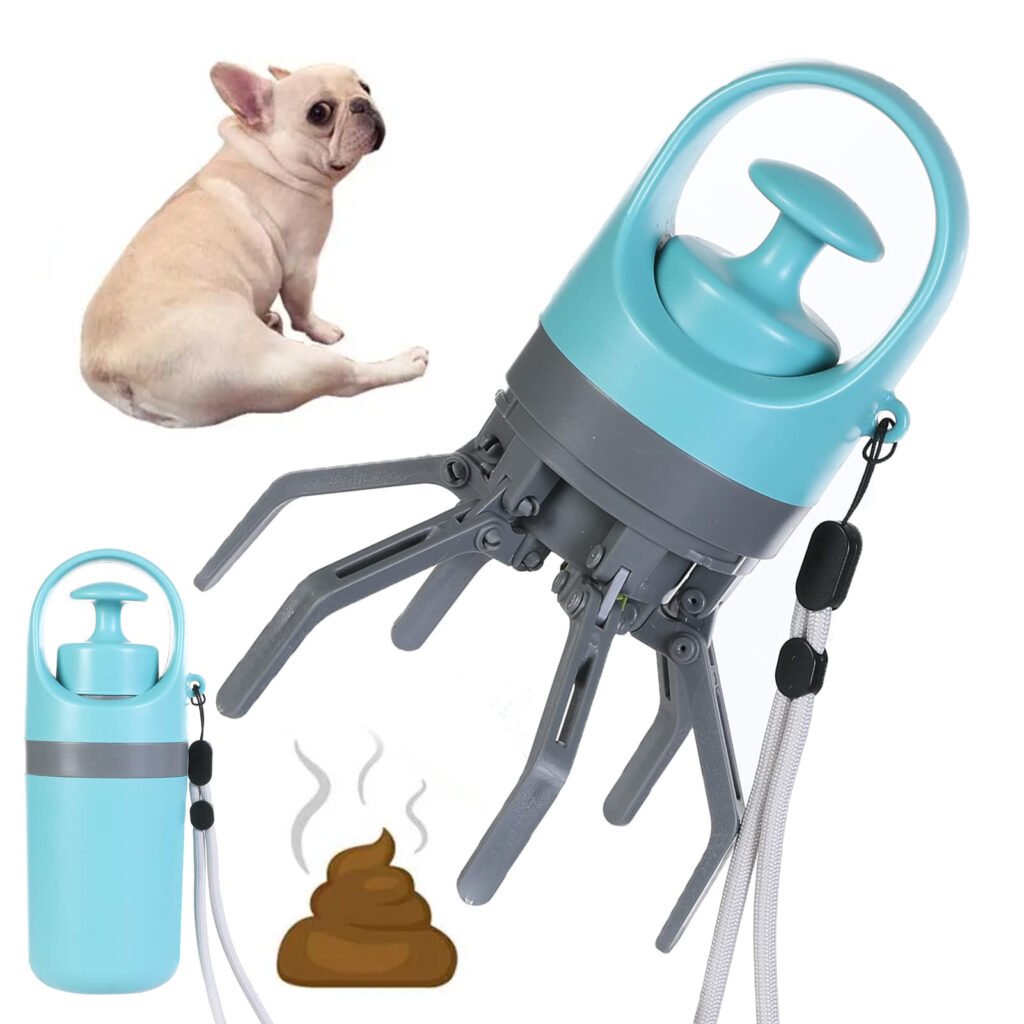 pince ramasse-crottes portable a griffes avec Distributeur de sacs