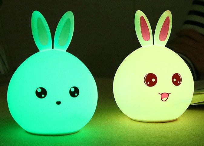 Cute Night Light Animal Rabbit Night lamps Touch Sensor Silicone LED Colorful Lights – Image 7