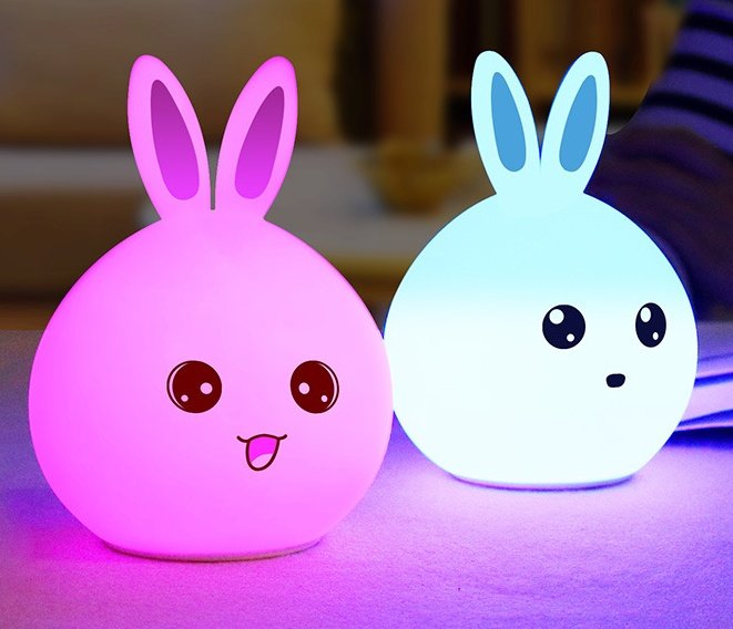 Cute Night Light Animal Rabbit Night lamps Touch Sensor Silicone LED Colorful Lights – Image 3