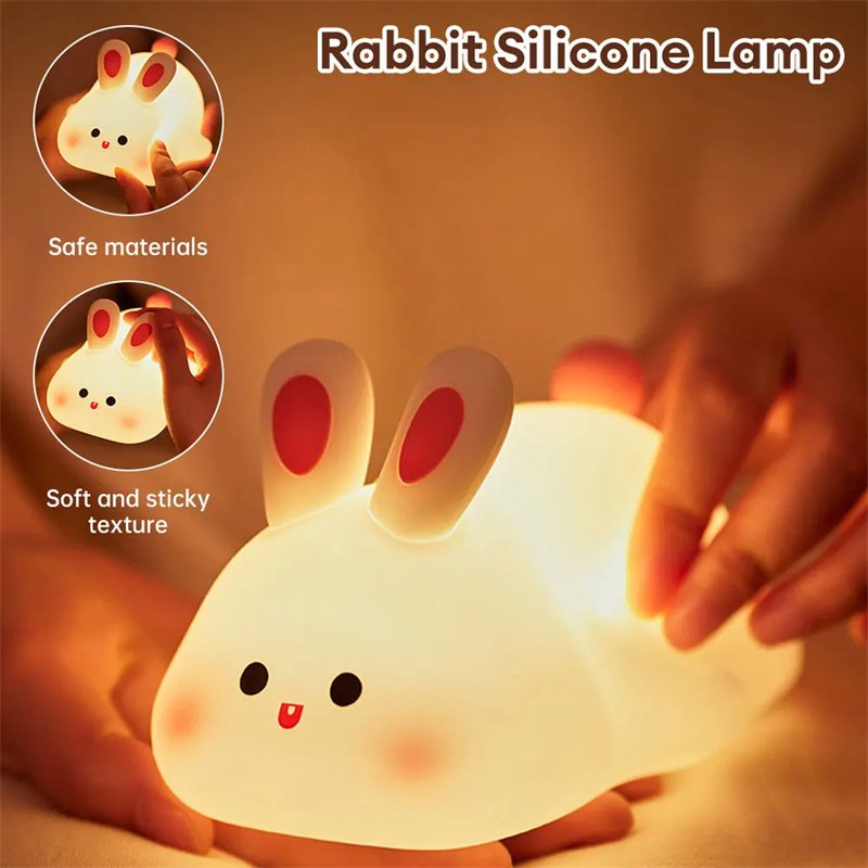 veilleuse LED lapin mignon-lampe tactile en silicone rechargeable – Image 5