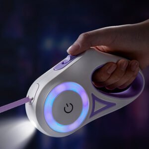 laisse retractable avec une lumiere LED automatique pour chien