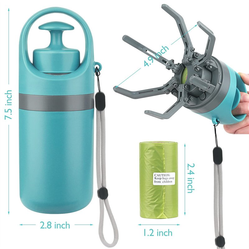 pince ramasse-crottes portable a griffes avec Distributeur de sacs – Image 5