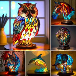Decoration lampe veilleuse design- sculpture animale lumineuse haute couleur