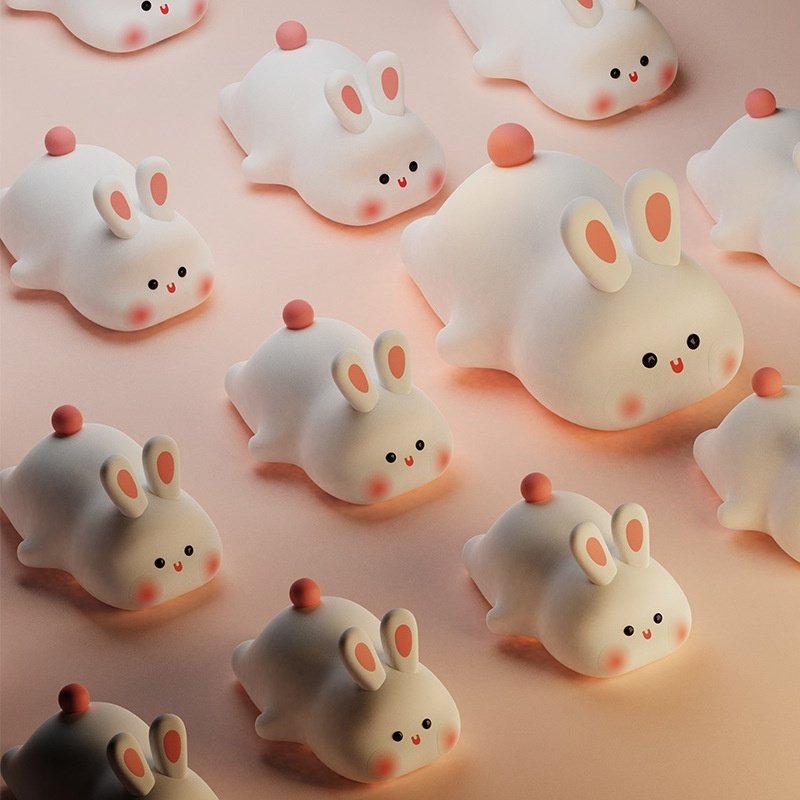 veilleuse LED lapin mignon-lampe tactile en silicone rechargeable – Image 4