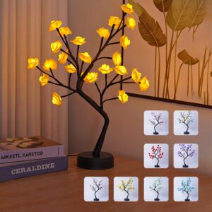 lampe arbre a fleurs de rose lumineuses-ambiance romantique LED