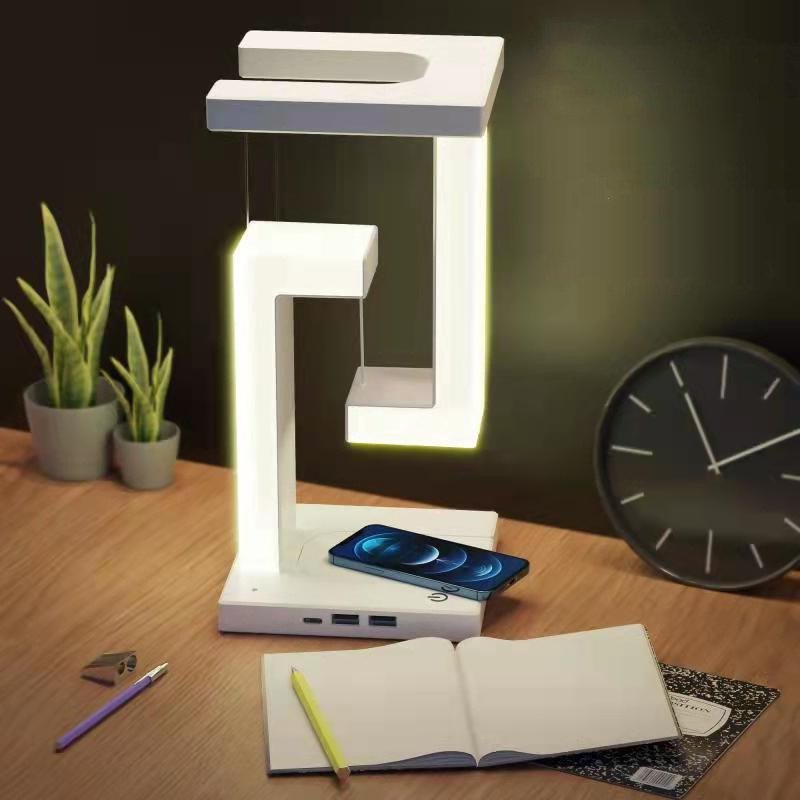 lampe de table suspendue design -avec chargeur smartphone sans fil